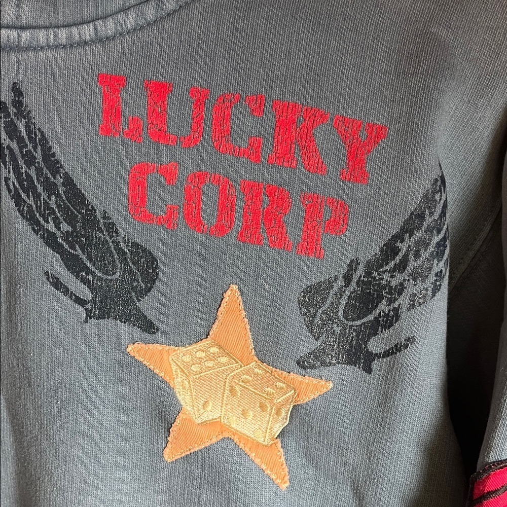 Lucky Brand Blue Hoodie with Star and Wings VINTAGE - Picture 2 of 7
